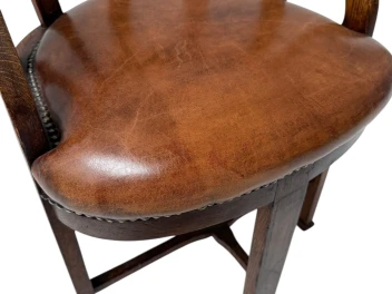 Art Deco Captain"s Chair or Armchair with Leather Seat, 1930s